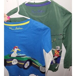 Mini Boden Boys 9-10Y Long Sleeve T-Shirt Lot Knight Archer Goose Race Car Green